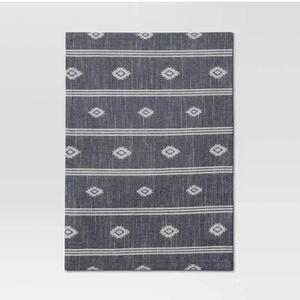 Single Threshold Placemat 14x19 Rectangle Fringe Blue Gray Woven Boho